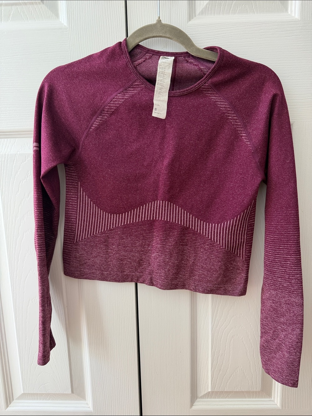 Seamless Long-Sleeve Crop Top - Wine